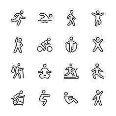 the outline icons for different activities are shown