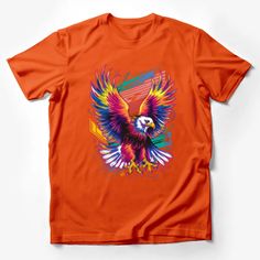 Colorful Eagle Graphic Tee, Unisex T-Shirt, Vibrant Animal Design, Casual Wear, Artistic Bird Illustration, Festival Fashion Top Male T-Shirt Custom graphic T-Shirt.Customize your color Eagle Graphic Tee, Eagle Graphic, Bird Illustration, Fashion Top, Male T Shirt, Animal Design, Festival Fashion, Custom Shirts, Unisex T Shirt