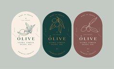 three labels for olive oil and extra virgin olive oil