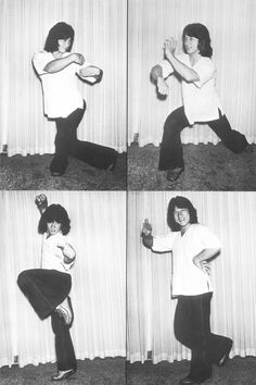 black and white photo of woman doing various poses