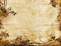 an old paper with flowers and vines on the edges is shown in this image, it appears to have been used as a background