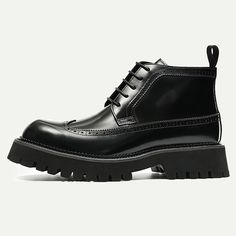 Category:Boots; Upper Materials:Leather,Italian Full-Grain Cowhide; Lining Materials:Cowhide; Gender:Men's; Toe Shape:Round Toe; Outsole Materials:Rubber; Closure Type:Lace-up; Function:Comfortable,Slip Resistant; Listing Date:07/12/2024; 2024 Trends:Platform Boots Men’s Chunky Boots, Rugged High-top Combat Boots With Rubber Sole, Rugged Abrasion-resistant Combat Boots With Round Toe, Military Style Steel Toe Boots, Military Leather Combat Boots With Reinforced Toe, Mens Boots Online, Men’s Boots, Leather Brogues, 2024 Trends