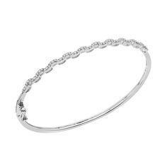 A classic diamond bangle bracelet to elevate your outfit. Wear this for any special occasion to add the perfect amount of sparkle to your look. Made with 14K white gold. Designed in New York. SI1 Diamond Clarity, H-I Diamond Color, Total Carat Weight: 1/4 CT, Ethically sourced materials and conflict-free diamonds, Fully compliant with The Kimberley Process.Avoid contact with hairspray, perfume, hand sanitizer, and lotion. Avoid wearing in the shower, pool, at the beach, and whilst exercising. Diamond Bangle Bracelet, Diamond Bangles Bracelet, Diamond Bangle, Diamond Color, Conflict Free Diamonds, Independent Designers Fashion, Diamond Clarity, Bangle Bracelet, Colored Diamonds