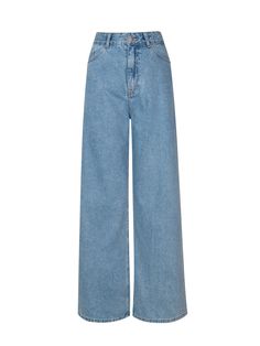 Details: Classic blue color wide leg jeans Back pockets with old white trim and three fork design, personalized and fashionable Made of high quality denim cotton, slightly elastic Simple waistband with asymmetric pockets on both sides Loose hem, floor-length pants Materials & Care: Cotton 97.2%, Other fibers 2.8% Hand wash | Dry clean Do not bleach Size & Fit: Model is 5'7", Bust 32, Waist 24, Hips 35, wearing a size S Item #: WM2DP08 Waid Leg Jeans, Cute Wide Leg Jeans, Cool Jeans Design, Wide Length Pants Outfits, Wide Jeans Outfit High Waist, Wide Pants Jeans, Jeans White Background, Trending Jeans For Women, Jeans Pants Design