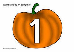 an orange pumpkin with the number one on it's front and bottom half is shown