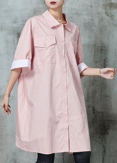 Indulge in effortless elegance with our Simple Pink Oversized Cotton Shirt Dress Spring JK1002. Crafted from comfortable cotton, this versatile dress effortlessly drapes your figure. The loose fit offers a relaxed, yet flattering silhouette. Perfect... Summer Cotton Shirt Dress In Solid Color, Summer Cotton Solid Color Shirt Dress, Cotton Solid Color Shirt Dress For Summer, Oversized Solid Casual Shirt Dress, Casual Oversized Solid Shirt Dress, Casual Oversized Solid Color Shirt Dress, Cotton Shirt Dress With Rolled Sleeves For Daywear, Casual Cotton Shirt Dress In Solid Color, Knee-length Cotton Shirt Dress In Solid Color