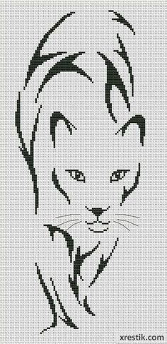 a black and white cross stitch pattern of a cat