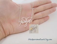 Personalized Signature Necklace  Sterling Silver Name image 0 Handwritten Jewelry, Delicate Diamond Necklace, Silver Name Necklace, Sterling Silver Name Necklace, Handwriting Jewelry, Signature Necklace, Wedding Necklaces, Handmade Jewelry Box, Diamond Jewelry Necklace