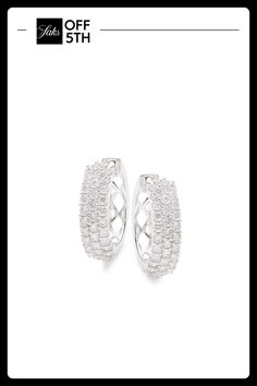 Exclusively At Saks Off Fifth. Sparkling Pavédiamonds Enliven These Fashionable Huggie Hoop Earrings. Diamonds, 1.0 Tcw 14k White Gold Hinge Back Made In Usa Size Drop, About 0.5" Click Here For A Guide To Jewelry & Watches. Center Core - Jewelry Trunk > Saks Off 5th. Saks Fifth Avenue. Luxury White Hoop Earrings With Brilliant Cut, Luxury White Brilliant Cut Hoop Earrings, White Diamond Hoop Earrings For Formal Occasions, Formal White Diamond Hoop Earrings, White Pave Setting Hoop Earrings, White Diamond Hoop Earrings With Diamond Accents, White Diamond Huggie Earrings, Fine Jewelry, White Diamond Small Hoop Earrings, White Cubic Zirconia Hoop Diamond Earrings