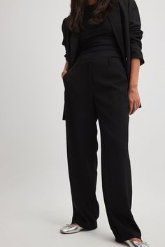 These suit pants feature a tailored fit, a mid waist with belt loops and a straight leg. They have side slant pockets and a zipper, hook and button closure. Black Wide Leg Pants With Straight Hem For Office, Classic Black Cargo Pants For Work, Black Cargo Pants With Belt Loops For Work, Tailored Black Wide Leg Pants With Straight Hem, Black Tailored Wide Leg Pants With Straight Hem, Black Wide Leg Workwear Pants With Straight Hem, Black Wide Leg Pants For Business With Straight Hem, Black Wide Leg Pants For Work With Straight Hem, Wide Leg Black Pants With Welt Pockets