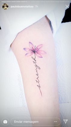 a pink flower with the word faith written on it's side arm tattoo design