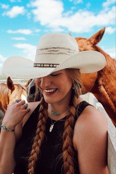 Beaded hatband that was handmade in Montana using high quality glass seed beads. Contains  turquoise, cream, rust brown, and tan beads. It is 1/2" wide and 22.5" long. Should* fit cowboy hats sizes 7 and larger. Finished with a black leather and suede tie. *cannot guarantee it will fit size 7 hats, please measure the circumferance of your hat's crown before ordering Western Cream Straw Hat For Country Events, Artisan White Hat Bands For Western-themed Events, Cream Western Straw Hat For Rodeo, Western Cream Straw Hat For Rodeo, Adjustable Western Style Summer Jewelry, Cream Country Style Hat Bands For Western-themed Events, Country Style Cream Hat Bands For Western-themed Events, White Southwestern Hat For Rodeo, White Southwestern Style Hat For Rodeo