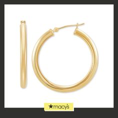 in stock Macy's Hoop Jewelry For Formal Occasions, Macy's Formal Hoop Jewelry, Macy's Yellow Gold Hoop Earrings For Formal Occasions, Macy's Yellow Gold Hoop Earrings For Formal Events, Macy's Yellow Gold Hoop Earrings, Macy's Elegant Yellow Gold Hoop Earrings, Elegant Macy's Yellow Gold Hoop Earrings, Modern Round Earrings From Macy's, Classic Hoop Earrings By Macy's For Formal Occasions