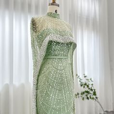 Green Pearl Dress, Cape Dresses Formal, Modest Sparkly Dress, Black Pearl Dress, Walima Outfit, Pearl Embellished Dress, Cape Dresses, Arabic Women, Yellow Evening Dresses