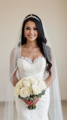 a woman in a wedding dress holding a bouquet