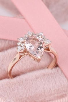 Pear Shaped Rose Cut Diamond Ring For Proposal, Pear-shaped Rose Cut Diamond Rings For Proposal, Pear-shaped Rose Cut Diamond Proposal Ring, Pear-shaped Morganite Jewelry, Morganite Teardrop Wedding Jewelry, Teardrop Morganite Wedding Jewelry, Morganite Teardrop Jewelry For Wedding, Morganite Pear-shaped Wedding Rings, Rose Gold Diamond Teardrop Ring