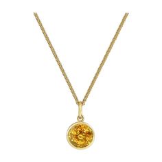 Handcrafted 1.50 Carats Yellow Sapphire 18 Karat Yellow Gold Pendant Necklace. The 7mm natural stone is set in our iconic hand pierced gold lace to let the light through. Our pendants are the ideal gift. Here presented on our finely knitted gold chains. Chain is included in the price, its length is 17 inches adjustable at 16 inches. Pendant measures 8mm diameter. Choose from our selection of precious stones and fine gems to fit ones birthstone or favorite color. Our lace on the reverse allows na Yellow Gold Birthstone Necklace With Round Stone, Gold Round Stone Birthstone Necklace, Gold Fine Jewelry Birthstone Necklace, Round Gold Gemstones Fine Jewelry, Gold Necklace With Round Cut Gemstone, Citrine Birthstone Jewelry In Round Cut, Gold Birthstone Necklace Fine Jewelry, Gold Birthstone Necklace With Round Stone, Citrine Birthstone Jewelry With Round Stone