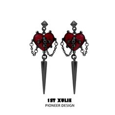 Forbidden Love Rivet Dangle Earrings™ - 1ST XULIE Metal Jewelry For Valentine's Evening, Valentine's Day Evening Metal Jewelry, Valentine's Day Formal Metal Earrings, Valentine's Day Evening Dangle Earrings, Black Dangle Jewelry For Valentine's Day, Cheap Gothic Drop Earrings Jewelry, Black Metal Earrings For Valentine's Day, Black Drop Earrings For Valentine's Day, Black Emo Dangle Jewelry