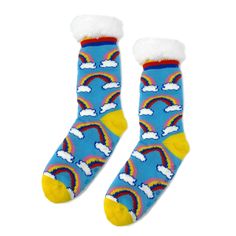 Happy Days Sherpa Slipper Socks | Women | Novelty Slippers Playful Super Soft Multicolor Socks, Playful Multicolor Super Soft Socks, Fun Winter Non-slip Socks, Fun Non-slip Winter Socks, Wrap Shoes, Womens Sherpa, Happy Days, Novelty Socks, Slipper Socks