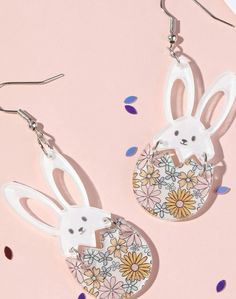 Adorn yourself with charm and whimsy wearing our Beautiful Bunny Earrings. Delicately crafted, these earrings add a playful touch to your style, perfect for expressing your unique personality. Playful Hypoallergenic Dangle Earrings, Whimsical Hypoallergenic Party Earrings, Playful Pierced Jewelry For Gifts, Fun Drop Earrings For Pierced Ears, Cute Pierced Drop Earrings, Cute Drop Earrings For Pierced Ears, Whimsical Hypoallergenic Dangle Earrings, Playful White Dangle Jewelry, Fun Dangle Earrings For Pierced Ears