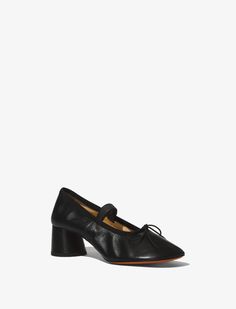 Glove 55mm Mary Jane pumps from PROENZA SCHOULER featuring black, lambskin, bow detailing, round toe, elasticated strap, branded leather insole and mid block heel. Mary Jane Pumps, Ballet Pumps, Leather Mary Janes, Proenza Schouler, Black Pumps, Bow Detail, Mary Janes, Soft Leather, Block Heels