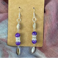 Beautiful purple sparkling beads made into dangle earrings. Diy Wire Earrings, Chesapeake Va, Wire Earrings, How To Make Beads, Beaded Earrings, Jewelry Earrings Dangle, Etsy Earrings, Dangle Drop Earrings, Dangle Earrings