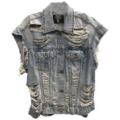 Nwot Prps Goods&Amp;Co. Distressed Blue Cotton Denim Vest Xl Chest 46" Waist 42" Ab 155 Ripped Cotton Grunge Denim Jacket, Ripped Cotton Denim Jacket In Grunge Style, Ripped Cotton Denim Jacket For Summer, Summer Ripped Cotton Denim Jacket, Edgy Distressed Dark Wash Denim Jacket, Summer Streetwear Distressed Denim Jacket, Distressed Denim Blue Vest For Fall, Distressed Cotton Outerwear For Summer, Fall Distressed Denim Vest