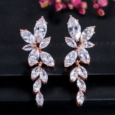 Wedding Jewelry - Cubic Zirconia Bridal Earrings - Available in Silver Cubic Zirconia Bridal Earrings, Rose Gold Tiara, Crystal Bridal Earrings, Gold Wedding Jewelry, Crystal Tiaras, Wedding Bridal Jewellery, Party Earrings, Light Blue Green, Cz Jewelry