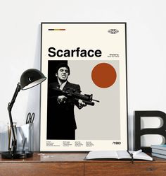 Posters For Guys Rooms, Movie Poster Wall Art, Scarface Room Ideas, Mens Posters, Mens Bedroom Wall Decor, Framed Movie Posters, Wall Art For Men, Scarface Poster, Guy Dorm