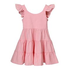 Brand New Size 3-4 Years This Girls Dress Uses All Natural High Quality Fabric Made Of 98% Cotton. No Prints. Just Comfortable And Healthy. This Dress Is Mid-Length And Goes To About Knee-Length. It Can Be A Home Casual Wear And Capable For A Walk Or Playtime Outside. It’s A Good Choice To Wear Daily Inside And Outside. This Girls Sun Dress Features The Ruffle Short Sleeves, The Backless Design, The Elastic Waistband On The Back, And The Layered Look Of The Skirt. Your Girl Can Wear This Dress A Summer Casual Twirl Dress With Ruffles, Casual Twirl Dress With Ruffles For Summer, Casual Summer Twirl Dress With Ruffles, Cute Solid Dresses With Ruffle Hem, Spring Flutter Sleeve Twirl Dress For Playdate, Pink Ruffle Hem Dress For Playdate, Short Sleeve Twirl Dress With Ruffles For Dress-up, Pink Twirl Dress With Ruffles For Summer, Summer Twirl Dress With Ruffle Hem For Playtime