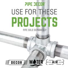 an advertisement for the water meter project with pipes and fittings on white background, text reads use for these projects pipe sold separately