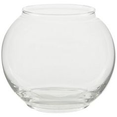 a clear glass vase filled with water on top of a white background, in the shape of a fish bowl