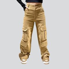 Introducing our sand hue women's cargo jeans from the 2023 Autumn-Winter Collection a traditional statement of vogue fashion!Why You'll Fall In LovePatterned to make a lasting impression. this cargo jeans is a perfect blend of Y2K trends and couture chic. From its sand hue and loose shape to its high rise and zipper & button closure. every detail promises to make you stand out in any crowd.Unmissable Highlights: Y2K Inspired: Bring back the nostalgia of the millennium with this cargo jeans. a sy Highlights Y2k, Y2k Trends, Silhouette Free, 2023 Autumn, Women Cargos, Vogue Fashion, Sand Color, Cargo Jeans, Winter Collection