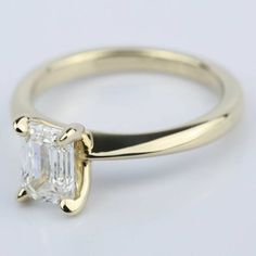 Knife Edge Emerald Cut Diamond Solitaire Ring (1 Carat) in plain yellow gold setting Knife Edge Ring, Plain Yellow, Yellow Gold Solitaire Ring, Emerald Cut Diamond Engagement Ring, Set Rings, Diamond Solitaire Ring, Emerald Cut Diamond, Yellow Gold Setting, Solitaire Diamond