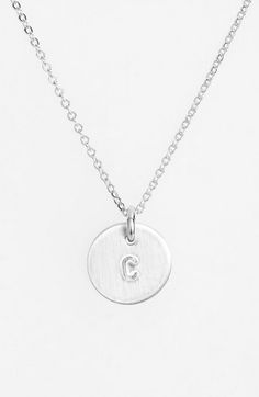 Nashelle Sterling Silver Initial Mini Disc Necklace available at #Nordstrom Chunky Silver Necklace, Mini Jewelry, Tiffany Diamond, Sterling Silver Initial, Necklace For Girlfriend, Delicate Chain, Disc Necklace, Initial Necklace, Spring Rings