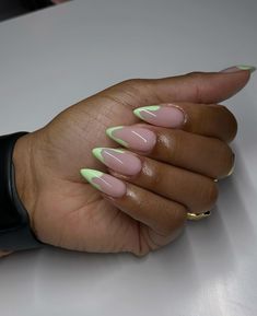 🐸happy friyay #apresgelx #gelx #minimalistnails #raleighnails #greensboronails | Instagram Green On Green French Tip Nails, Knotless Hairstyle, Cute Almond Nails, Sophisticated Nails, Cute Nail Polish, Happy Friyay, Chrome Nails Designs, Hello Nails, Short Gel Nails