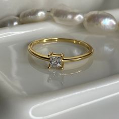 "Stunning and elegant 14K Gold or Silver plated Purity Ring. <3 \"Blessed are the pure in heart, for they shall see God.\" Matthew 5:8 <3 -made of 925 sterling silver -THICK plating of 14k gold or rhodium -princess cut ring All sales are Final Sale on all purity rings, so make sure you know you're corrects measurements + rings size! :)" Fine Jewelry Stackable Princess Cut Promise Rings, Fine Jewelry Princess Cut Stackable Promise Rings, Classic Gold Diamond Ring With Si Clarity, Dainty Princess Cut Diamond Promise Ring, Timeless Gold Diamond Ring With Si Clarity, Elegant Sterling Silver Diamond Ring Tarnish Resistant, Elegant Sterling Silver Tarnish-resistant Diamond Ring, Elegant Sterling Silver Diamond Ring, Tarnish Resistant, Gold Timeless Stackable Rings For Promise