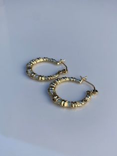 Vintage Solid 10k Yellow Gold Bamboo Hoop Earrings Quality - Etsy Bamboo Hoop Earrings, Jewelry Real, Huntington Beach, Estate Jewelry, Hoop Earrings, Yellow Gold, Yellow, Gold