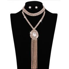 Brand New Gold Plated Shiny Rhinestone Necklace. Detailed With Shiny Clear Gems All Throughout The Necklace. This Beauty With Totally Make Your Attire Complete. High Quality 11” Long Gold Tassel 12” Choker Part N100 Rose Gold Crystal Necklaces For Party, Rose Gold Rhinestone Necklace For Party, Elegant Rose Gold Crystal Necklaces For Party, Elegant Rose Gold Rhinestone Necklace For Party, Elegant Rose Gold Crystal Necklace For Parties, Crystal Jewelry With Rhinestone Fringe As Gift, Rose Gold Crystal Necklaces With Rhinestones, Rose Gold Rhinestone Crystal Necklaces, Rose Gold Crystal Necklace With Rhinestones