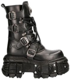 New Rock Platform Boots, New Rocks Boots, Gothic Leather Boots With Buckle Closure, Gothic Leather Moto Boots With Studded Outsoles, Gothic Streetwear Boots With Buckle Closure, Gothic Silver Boots With Metal Feet, Silver Gothic Boots With Metal Feet, Gothic Boots With Buckle Closure For Concert, Gothic Leather Moto Boots With Metal Feet