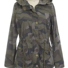 Detachable Hood 100% Cotton Snobbish By Fashion District Olive Outerwear With Detachable Hood For Fall, Khaki Combat Outerwear For Fall, Spring Camouflage Outerwear For Outdoor, Camouflage Military Outerwear For Spring, Spring Camouflage Outdoor Outerwear, Spring Camouflage Hooded Outerwear, Combat Style Khaki Parka For Fall, Spring Camouflage Outerwear With Pockets, Camouflage Outerwear With Pockets For Spring