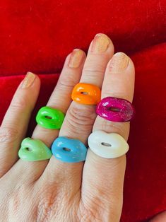 Lip Rings and Script Rings - Etsy Trendy Multicolor Rings For Party, Trendy Adjustable Rings For Party, Trendy Adjustable Rings For Parties, Adjustable Trendy Party Rings, Multicolor Open Ring For Party, Trendy Blue Ring For Parties, Trendy Green Rings For Party, Trendy Blue Party Ring, Cute Adjustable Rings For Parties