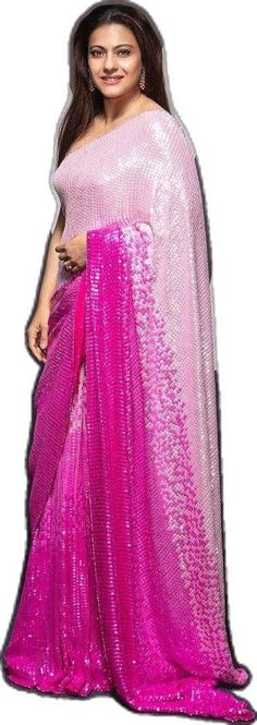 Bollywood Style Pre-draped Saree With Sequins, Bollywood Style Sequin Fabric For Navratri, Bollywood Sequin Fabric For Diwali, Bollywood Sequin Fabric With Unstitched Blouse For Diwali, Festive Multicolor Pre-draped Saree With Sequins, Navratri Saree With Sequins, Bollywood Sequin Fabric In Traditional Drape Style, Pink Sequined Pre-draped Saree For Festivals, Glamorous Sequin Saree Fabric For Festivals