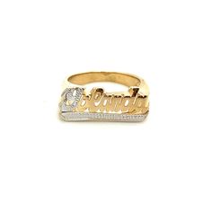 Third generation name jewelry experts feature this beautiful Name Ring. With its Unique white and yellow straight line design, this custom made solid gold name ring is a delightful way to celebrate just about any special occasions. Personalize this custom ring with the name of your choice. Treat yourself or make it a gift for loved ones, birthdays, anniversaries, or celebrations. Great for men women or children. Start a name jewelry collection with this ring or add to your current collection. * Personalized 14k Gold Diamond Promise Ring, Personalized Diamond Engraved Promise Ring, Custom Name White Rings For Anniversary, 14k Gold Custom Name Engraved Ring For Promise, Custom Name Yellow Gold Jewelry For Promise, 14k Gold Engraved Ring With Custom Name For Promise, Promise Ring With Custom Nameplate, Custom Name 14k Gold Engraved Promise Ring, 14k Gold Engraved Ring For Promise With Names