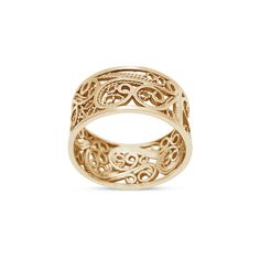 14K Yellow Gold Filigree Wedding Band | Etsy Traditional Gold Filigree Ring With Intricate Design, Elegant 14k Yellow Gold Filigree Ring, Traditional Yellow Gold Filigree Ring For Anniversary, Traditional Gold Filigree Ring For Wedding, Traditional Yellow Gold Filigree Ring For Formal Occasions, Traditional Gold Filigree Wedding Ring, Traditional Yellow Gold Filigree Ring For Formal Events, Traditional Yellow Gold Ring With Intricate Design, Traditional Hallmarked Filigree Ring For Wedding