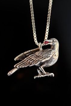 Crow Necklace, Raven Jewelry, Magic Charms, Raven Pendant, Raven Necklace, Silver Bird, Bird Necklace, The Raven, Bird Jewelry