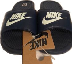 Comfortable Blue Sports Slides, Blue Comfortable Sports Slides, Comfortable Blue Slides For Sports, Sporty Navy Slides With Cushioned Footbed, Navy Sporty Slides With Cushioned Footbed, Blue Sporty Slides For Sports, Blue Sporty Slides For Outdoor, Nike Flip Flops, Summer Special