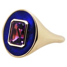 Customizable Lapis and Amethyst Namesake Signet Ring in 18ct Yellow Gold For Sale at 1stDibs Luxury Oval Enamel Ring For Gifts, Art Deco Gemstone Signet Ring For Formal Occasions, Formal Enamel Ring With Gemstone In Fine Jewelry Style, Luxury 14k Gold Enamel Ring As Gift, Purple Elegant Signet Ring For Formal Occasions, Classic Formal Enamel Ring With Gemstone, Fine Jewelry 14k Gold Enamel Ring With Gemstone, 14k Gold Enamel Ring With Gemstone Fine Jewelry, Luxury Cabochon Signet Ring As Gift