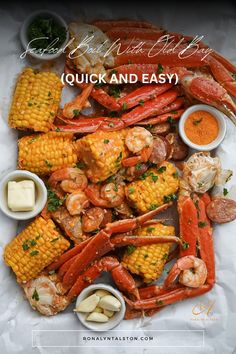 lobsters, corn on the cob and potatoes with butter