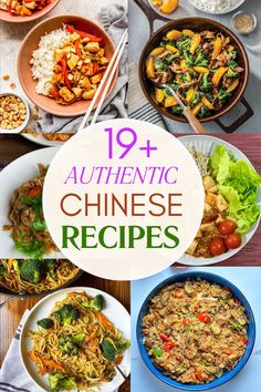 the top ten authentic chinese dishes are shown in this collage with text overlay